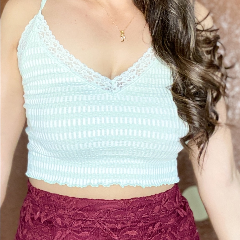 Lace trim cami (mint)